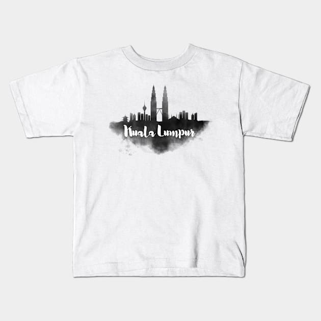 Kuala Lumpur watercolor Kids T-Shirt by kursatunsal